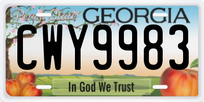 GA license plate CWY9983