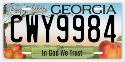 GA license plate CWY9984