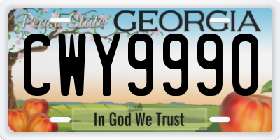 GA license plate CWY9990
