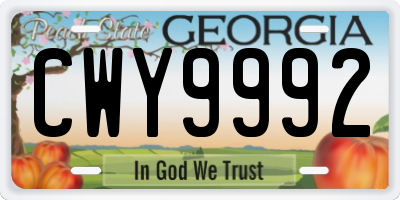 GA license plate CWY9992