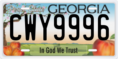GA license plate CWY9996