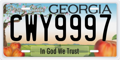 GA license plate CWY9997
