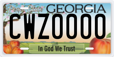 GA license plate CWZ0000