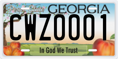 GA license plate CWZ0001