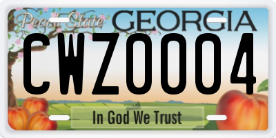 GA license plate CWZ0004