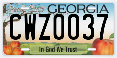 GA license plate CWZ0037
