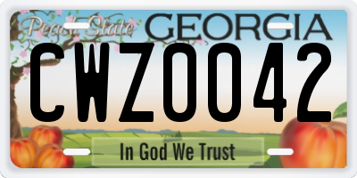 GA license plate CWZ0042
