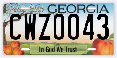 GA license plate CWZ0043