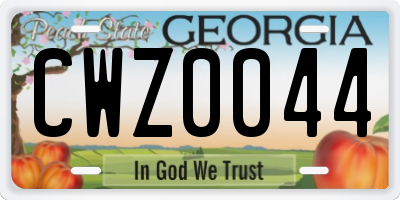 GA license plate CWZ0044