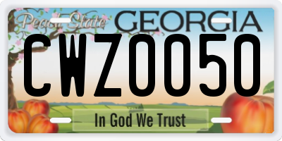 GA license plate CWZ0050