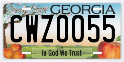 GA license plate CWZ0055