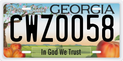 GA license plate CWZ0058
