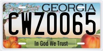 GA license plate CWZ0065