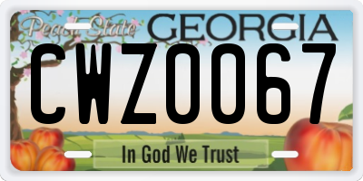 GA license plate CWZ0067