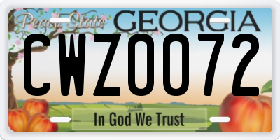 GA license plate CWZ0072