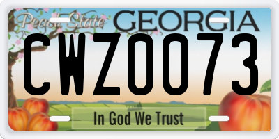 GA license plate CWZ0073