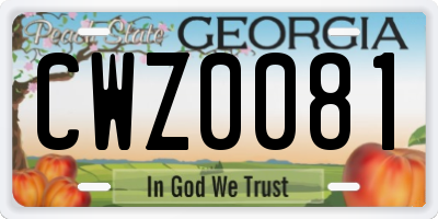 GA license plate CWZ0081