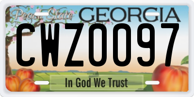 GA license plate CWZ0097