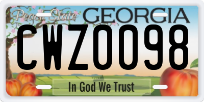GA license plate CWZ0098