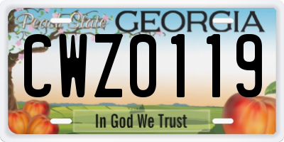 GA license plate CWZ0119