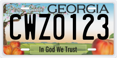 GA license plate CWZ0123