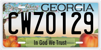 GA license plate CWZ0129