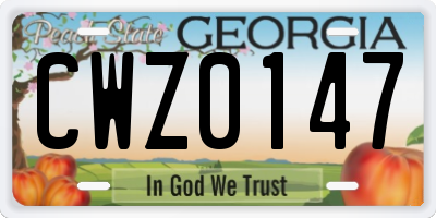 GA license plate CWZ0147
