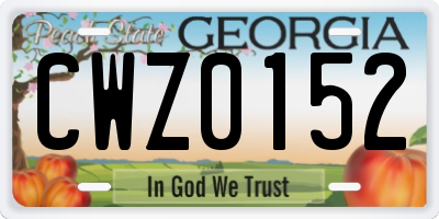 GA license plate CWZ0152