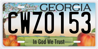 GA license plate CWZ0153