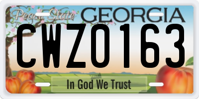 GA license plate CWZ0163