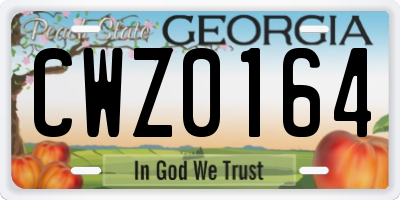 GA license plate CWZ0164