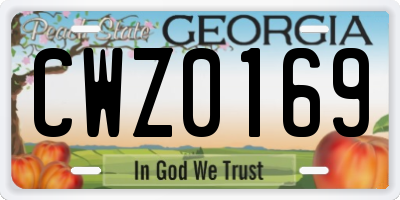 GA license plate CWZ0169