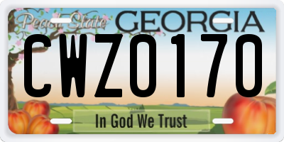 GA license plate CWZ0170