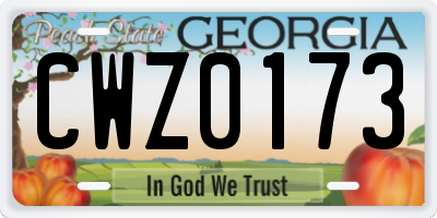 GA license plate CWZ0173