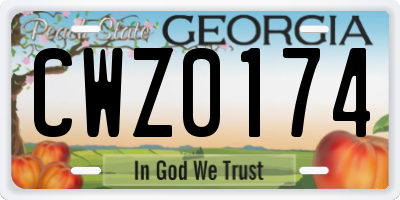 GA license plate CWZ0174