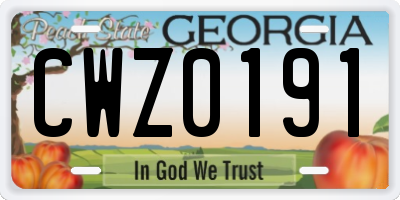 GA license plate CWZ0191