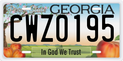 GA license plate CWZ0195