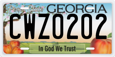 GA license plate CWZ0202