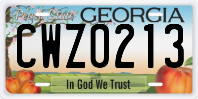 GA license plate CWZ0213