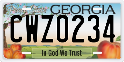 GA license plate CWZ0234