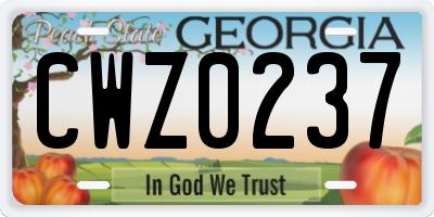 GA license plate CWZ0237