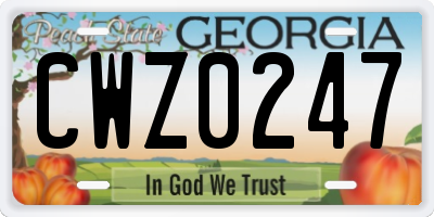 GA license plate CWZ0247