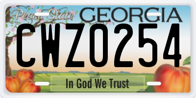 GA license plate CWZ0254
