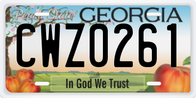 GA license plate CWZ0261