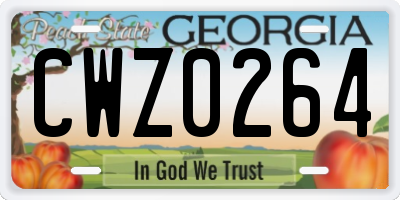 GA license plate CWZ0264