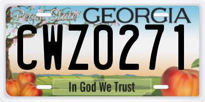 GA license plate CWZ0271