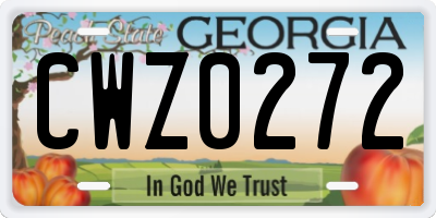 GA license plate CWZ0272