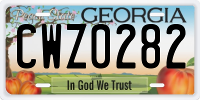 GA license plate CWZ0282