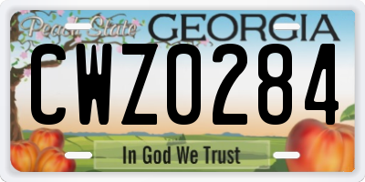GA license plate CWZ0284
