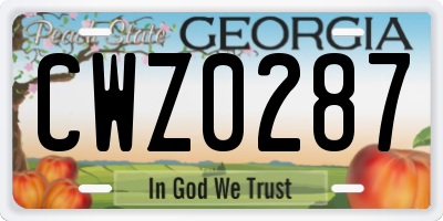 GA license plate CWZ0287